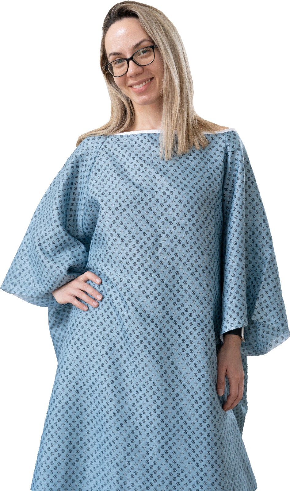 3 Pack – Oversized Hospital Gowns – 5XL Value Washable Hospital Robe Blue