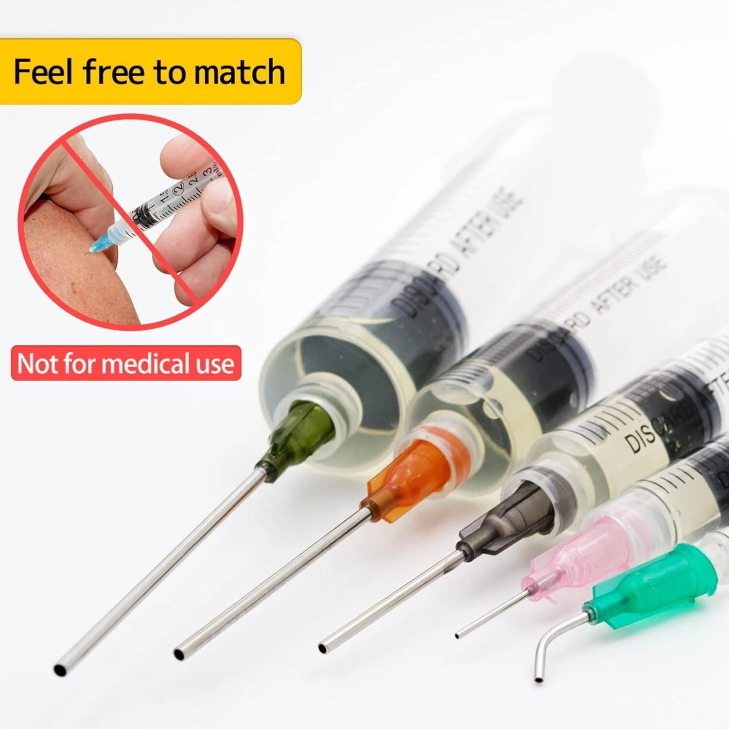 Glue Applicator Syringe with Blunt Tip Needle and Cap for Liquid Glue Ink Pe