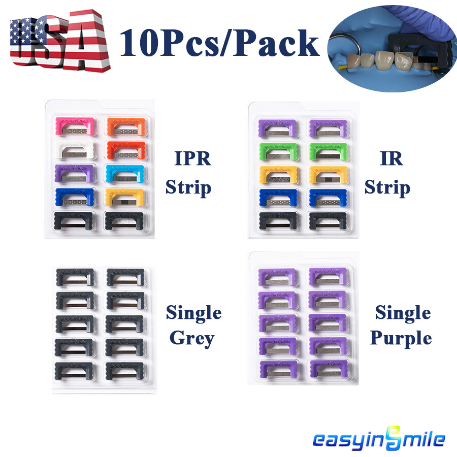 10PC Interproximal IPR/IR System Dental Reduction Strips Diamond Stainless Steel