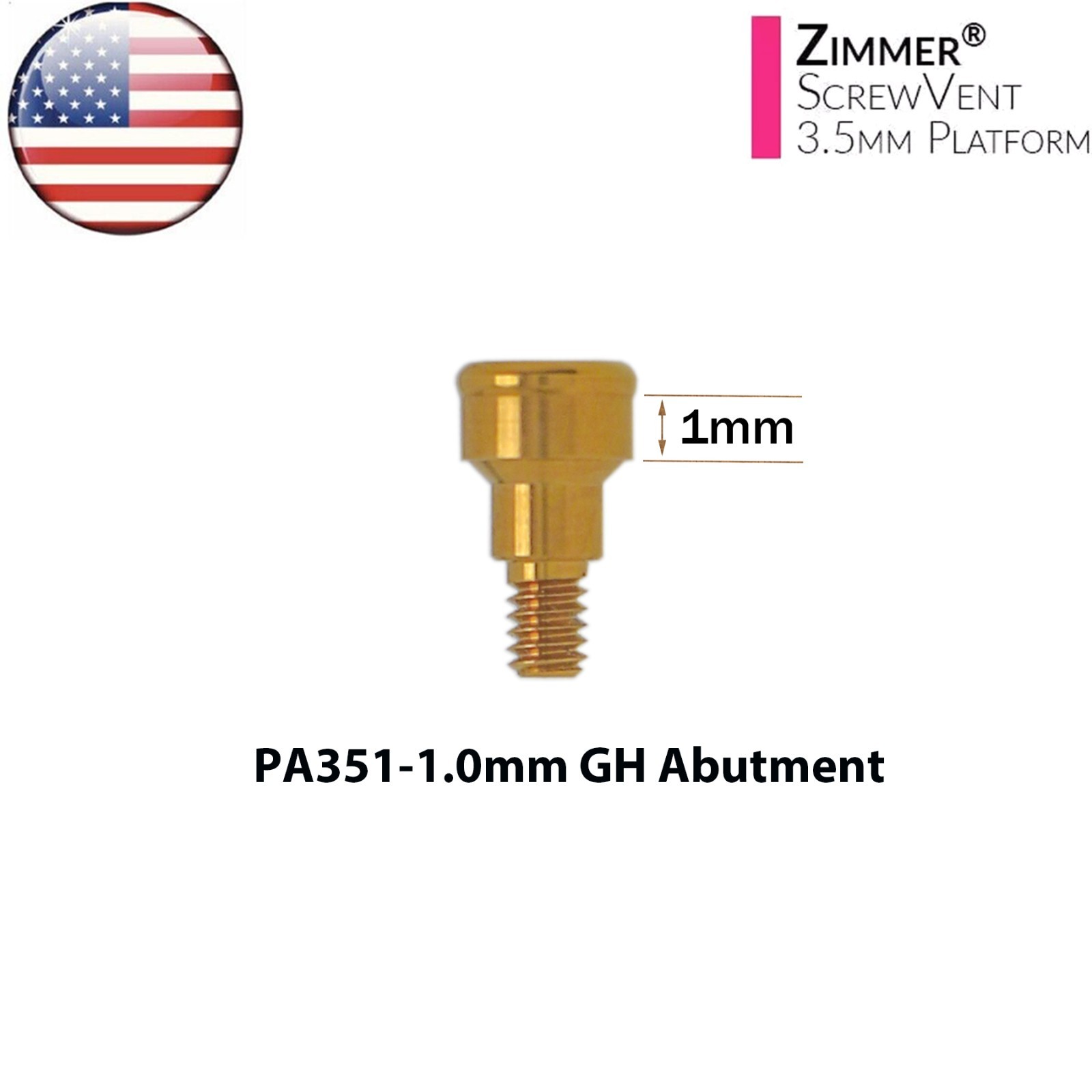 US Dental Locator Abutment For Zimmer Tapered Screw-Vent TSV Ø3.5/4.5mm Platform