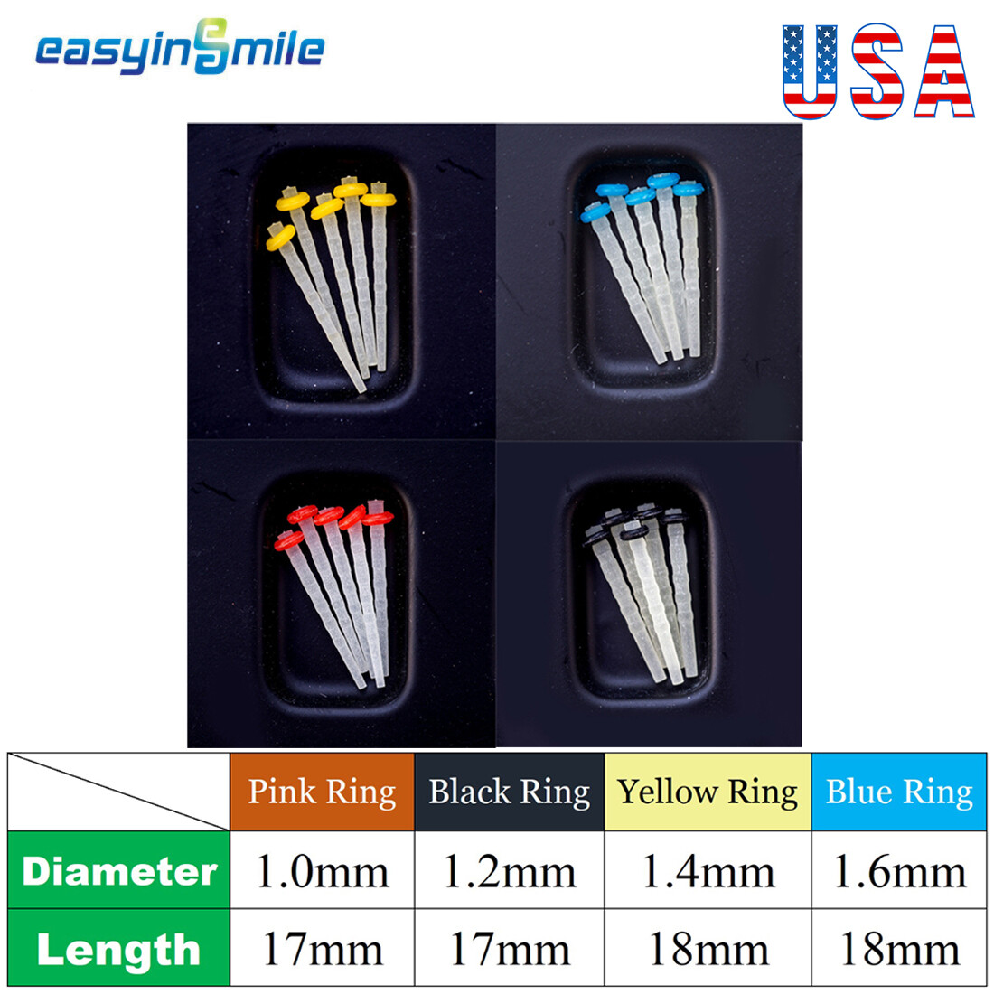 20Pc Dental Endo Fiber Posts Quartz root canal pins Resin Glass Screw Pile Posts