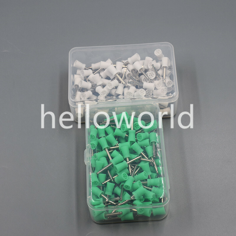100 Pcs Green/White Dental Polishing Cups Rubber Prophy Polisher Latch 6 Webbed