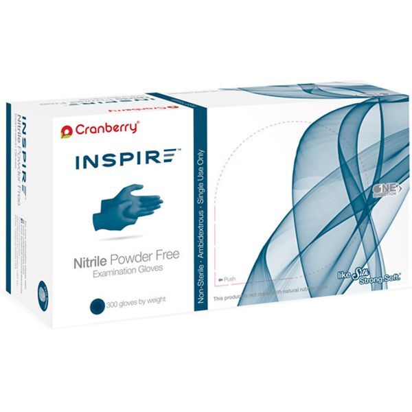 Inspire Nitrile Exam Gloves, MEDIUM, Aegean Blue, 300/Box