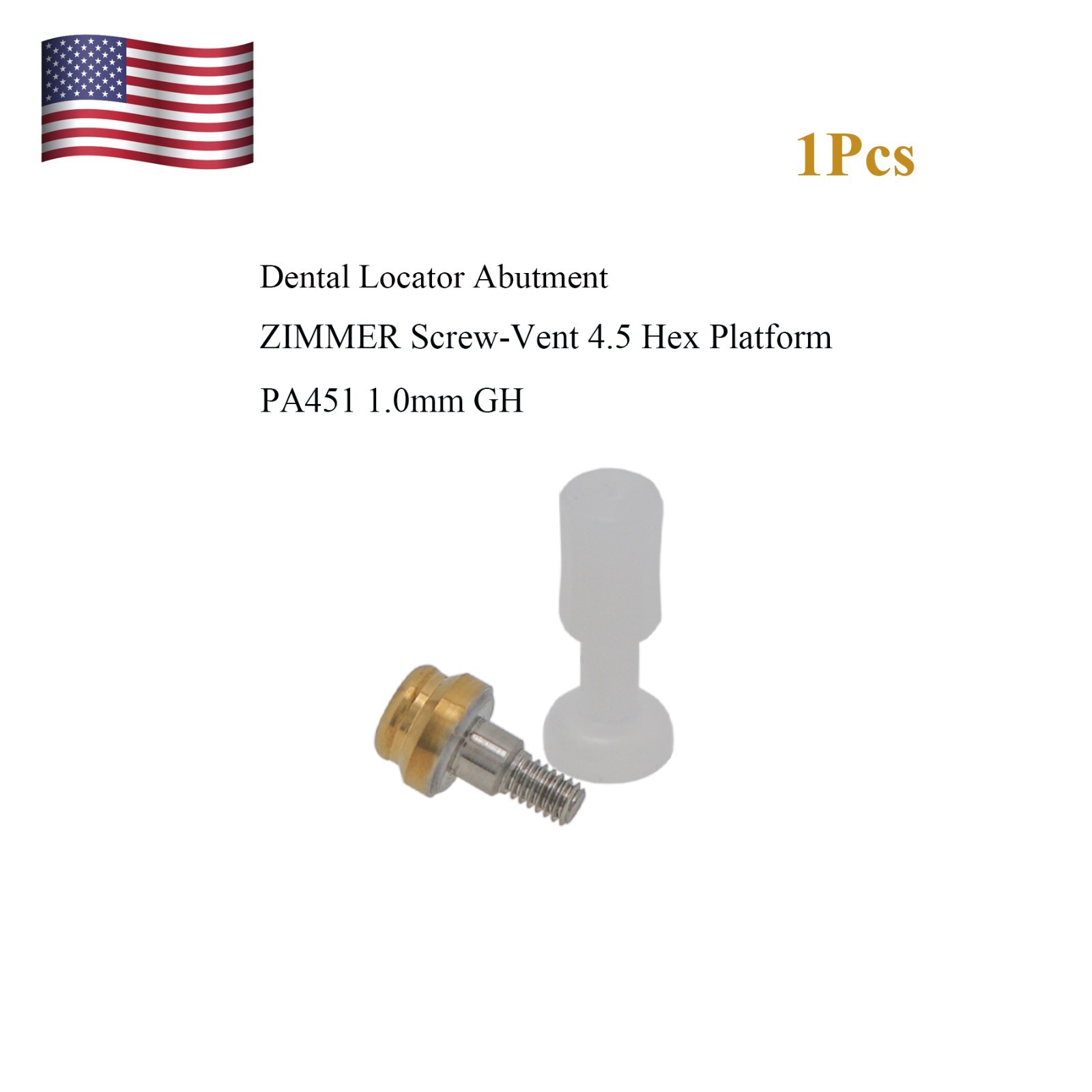 Dental Attachment Locator Abutment for Zimmer Screw-Vent 4.5 Platform 1-5.0mm H