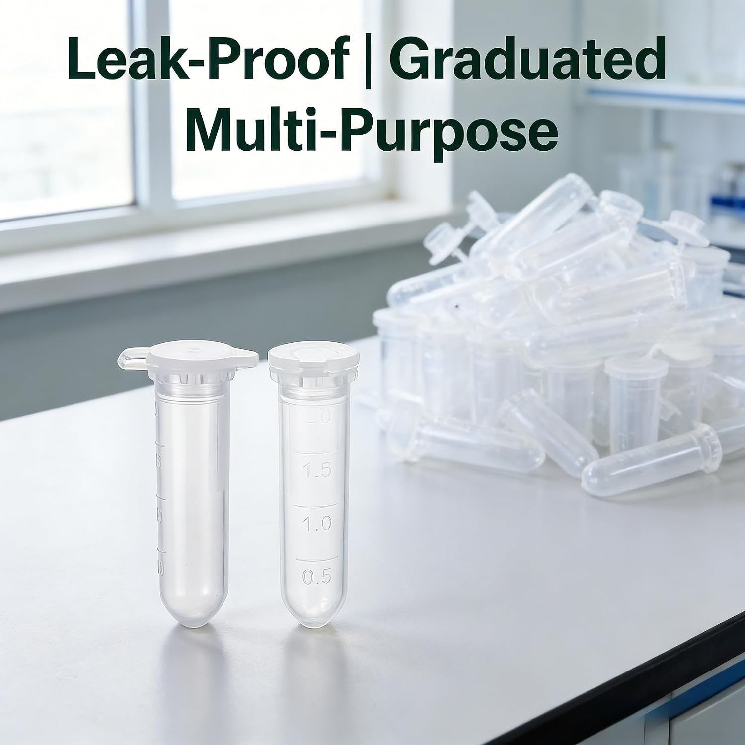 100pcs 2ml Shatterproof Plastic Vials with Leak-Proof Caps for Sample Storage