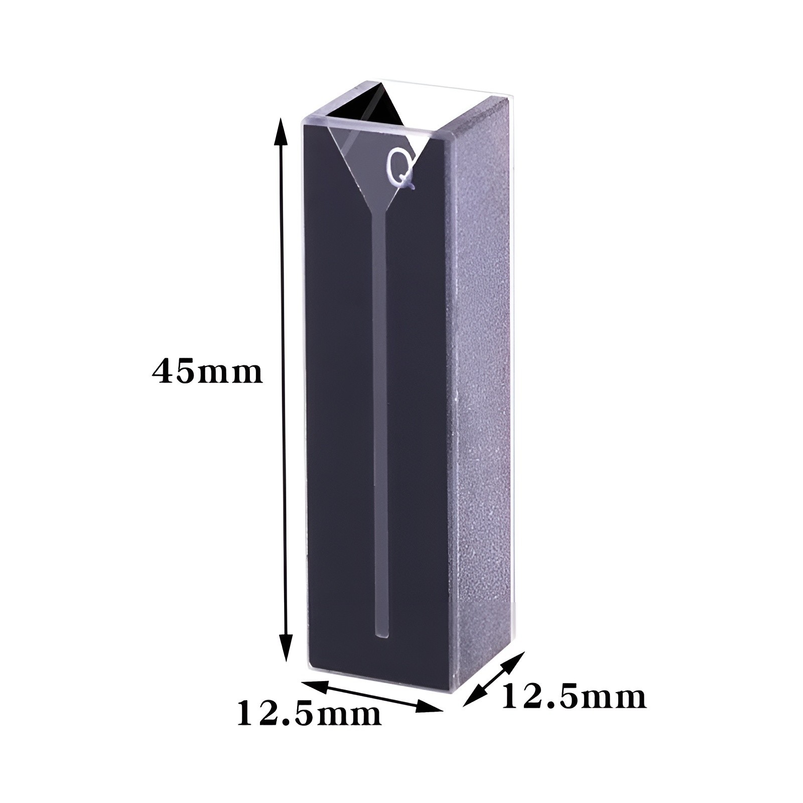 2pcs Micro Quartz Cuvette Black Wall PTFE Lid 10mm Path 3mm Inner Length 1mL