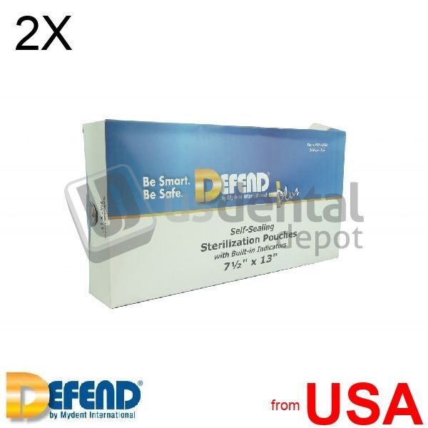 2X LOT of DEFEND – Sterilization Pouches 7.5x 13 200 Box DEFEND+PLUS SP-4 113613