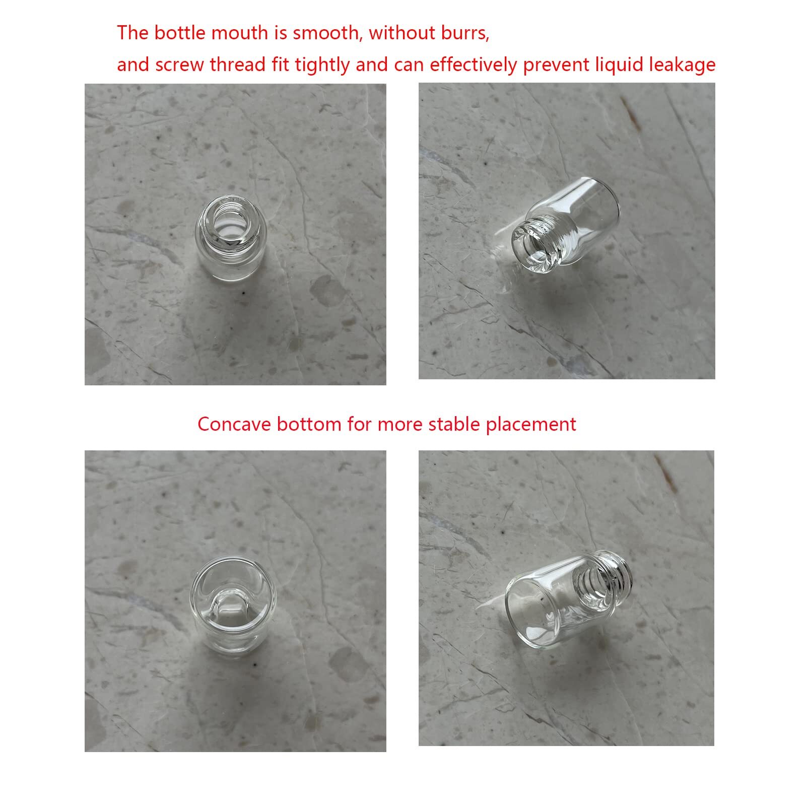 12 Pcs 2ml 16x25mm Tiny Mini Clear Bottles Glass Vials w/ Caps for Small Objects