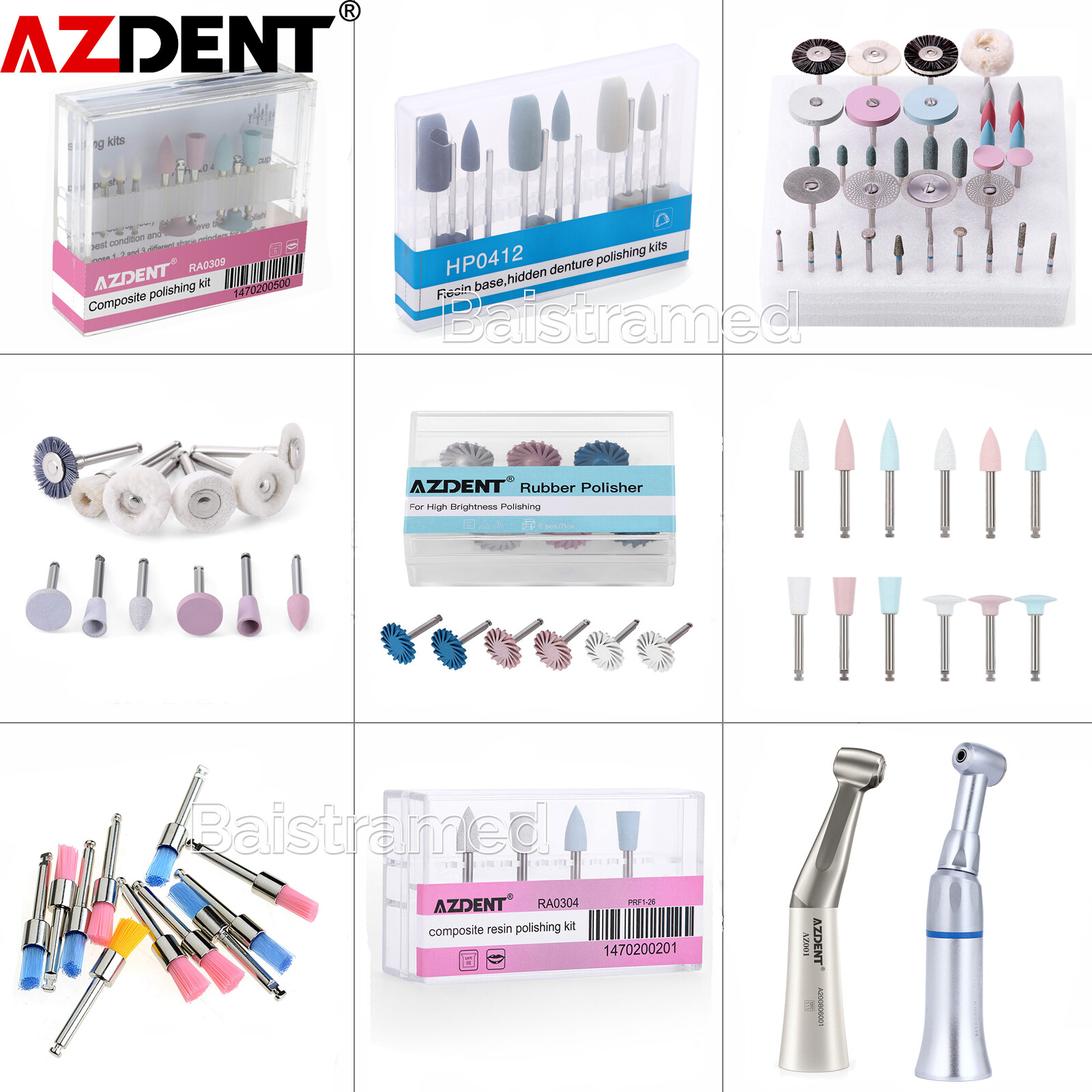 Dental Composite Polishing Kit RA HP Ceramics Polisher Resin / Low Contra Angle