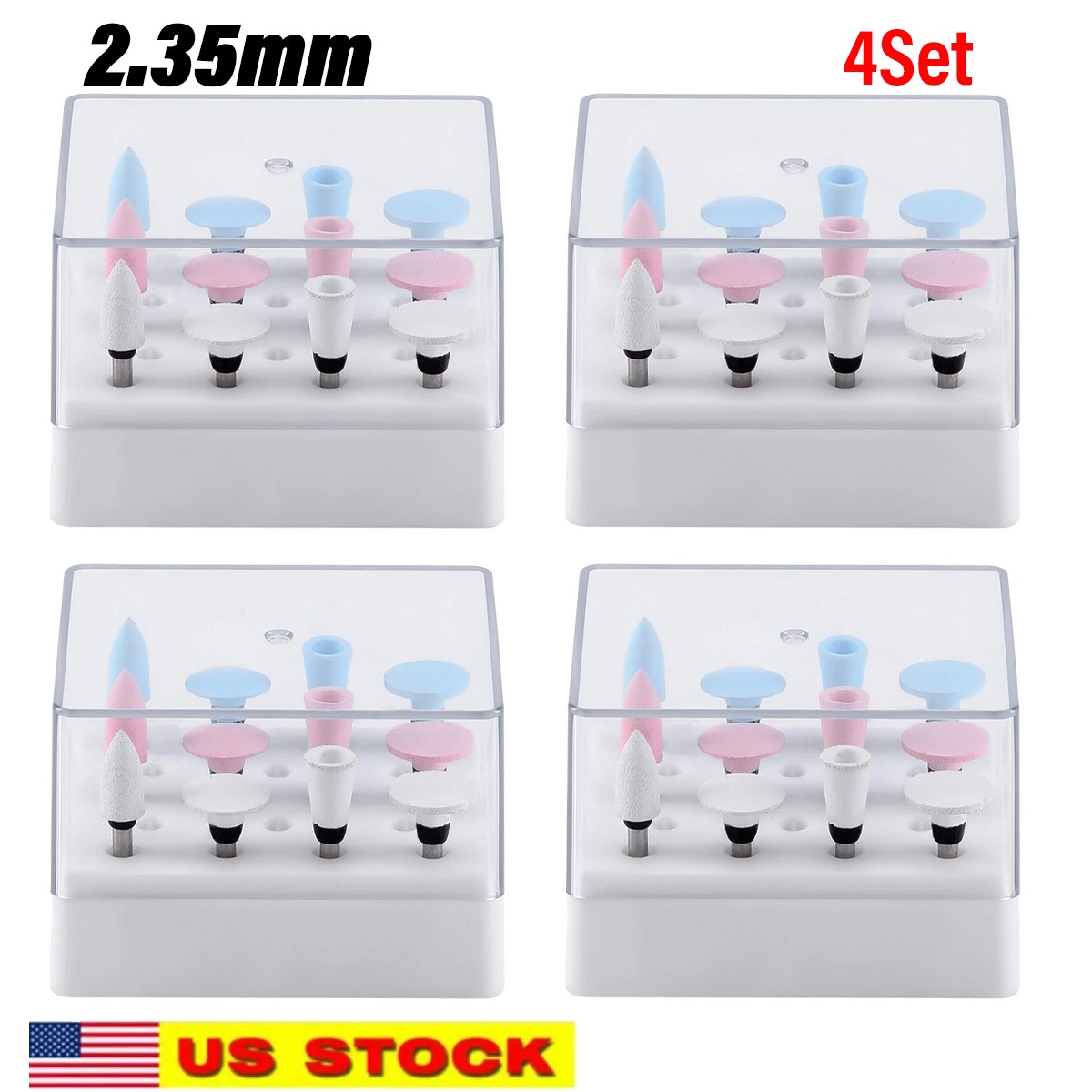 Dental Composite Polish Burs Kit RA 2.35mm Silicone Polisher for Contra Angle 4X