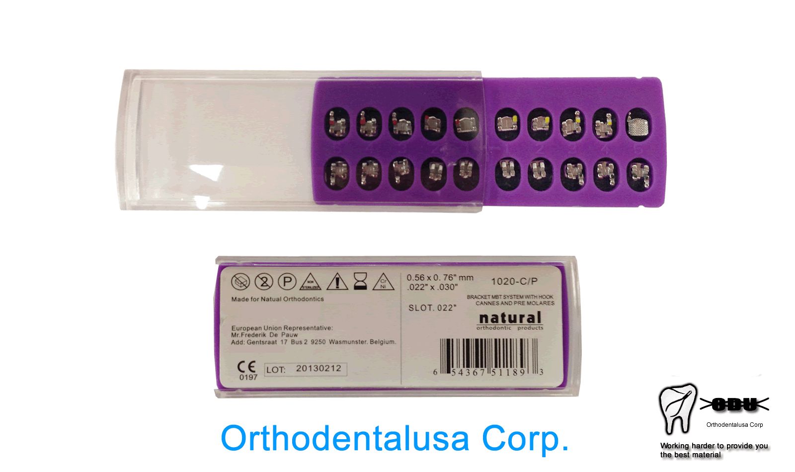 SET X 3 cases (60) ORTHODONTIC BRACKET NATURAL MBT .022» W/H 3,4,5 MIM MESH