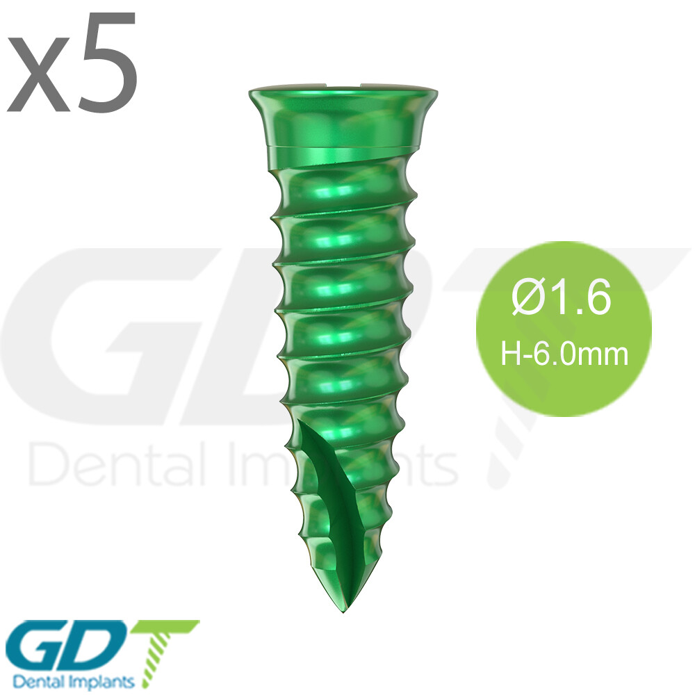 5 Self Drilling GBR Bon Screw Ø1.6mm, 6.0mm Membrane Fixation Dental Im plant