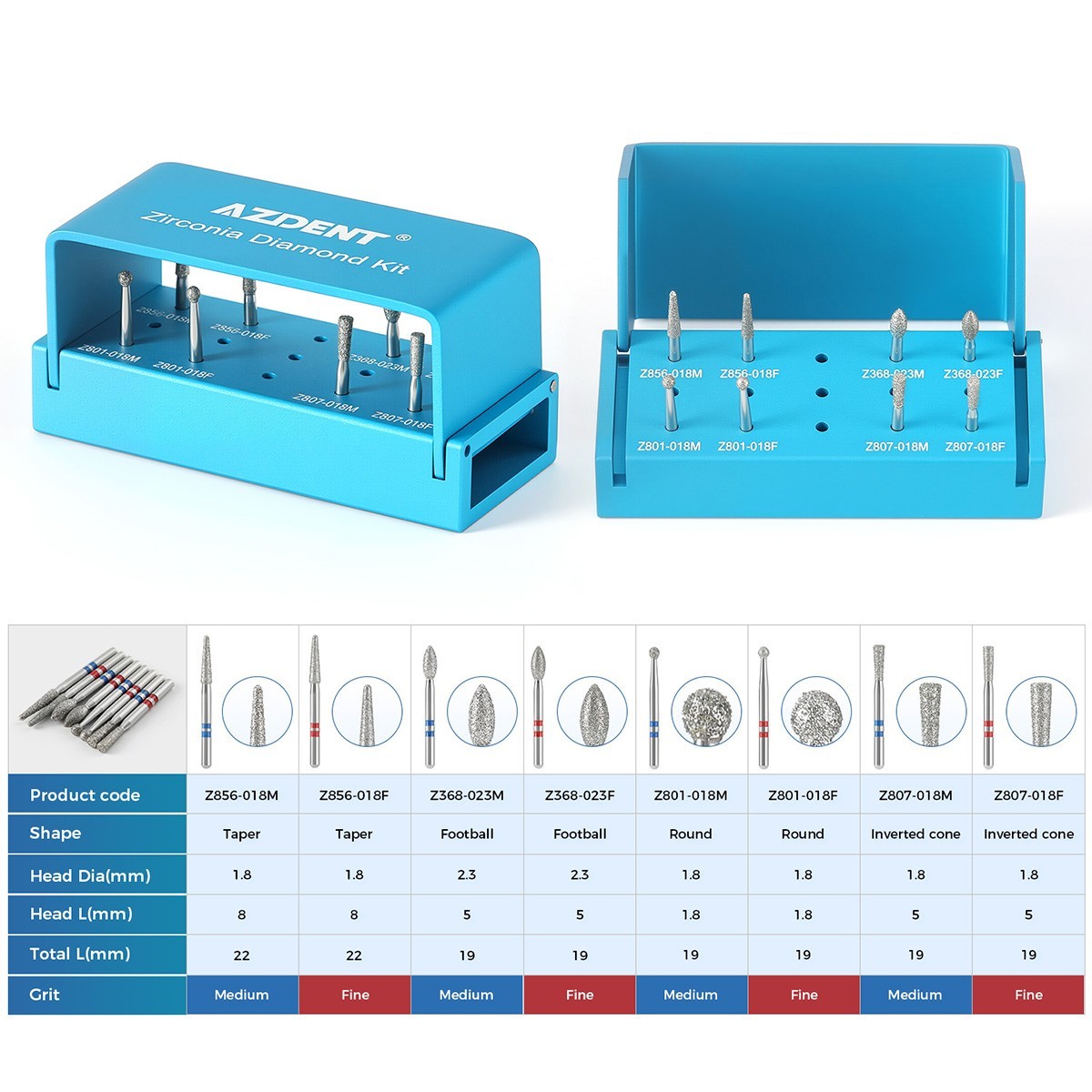 Dental FG RA Zirconia Diamond Bur Finishing Polishing Cutting Kit Endo Access