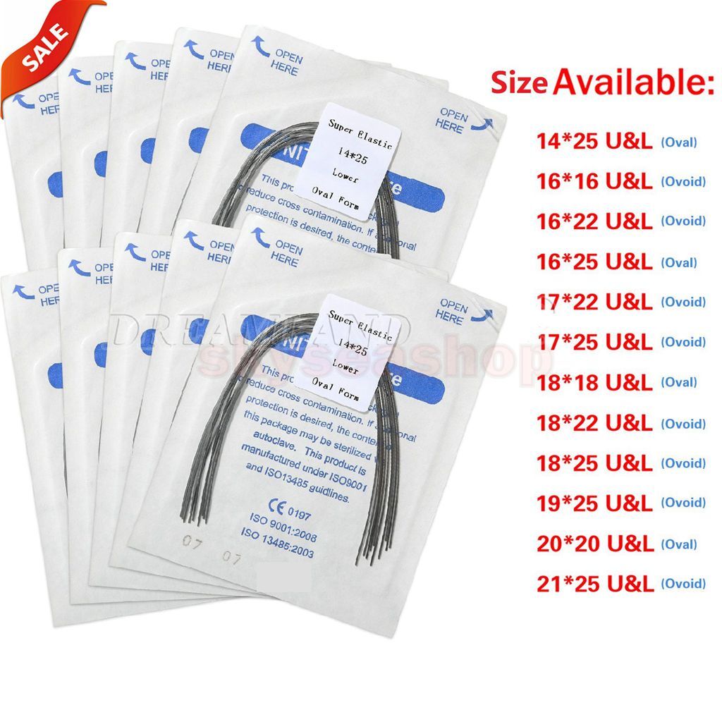100PCS Dent Orthodontic Niti Rectangular Arch Wire Elastic Ovoid/Oval U & L