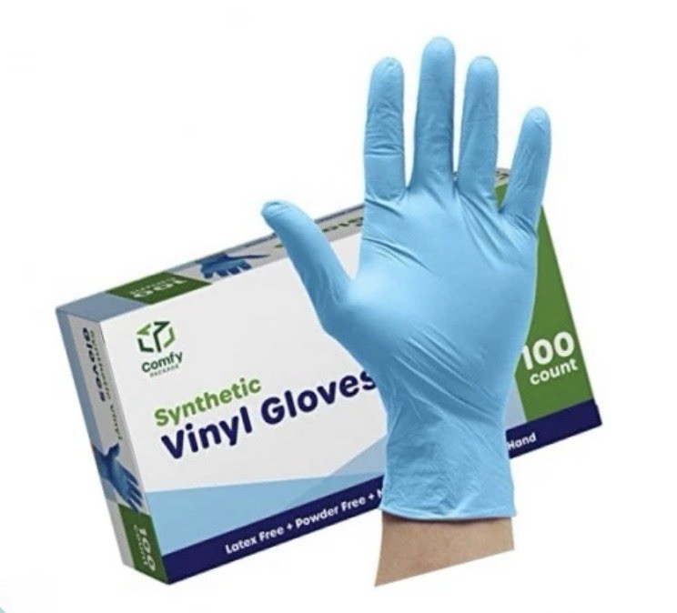 Comfy Package Synthetic Vinyl Disposable Gloves (100 Count) Powder & Latex Free