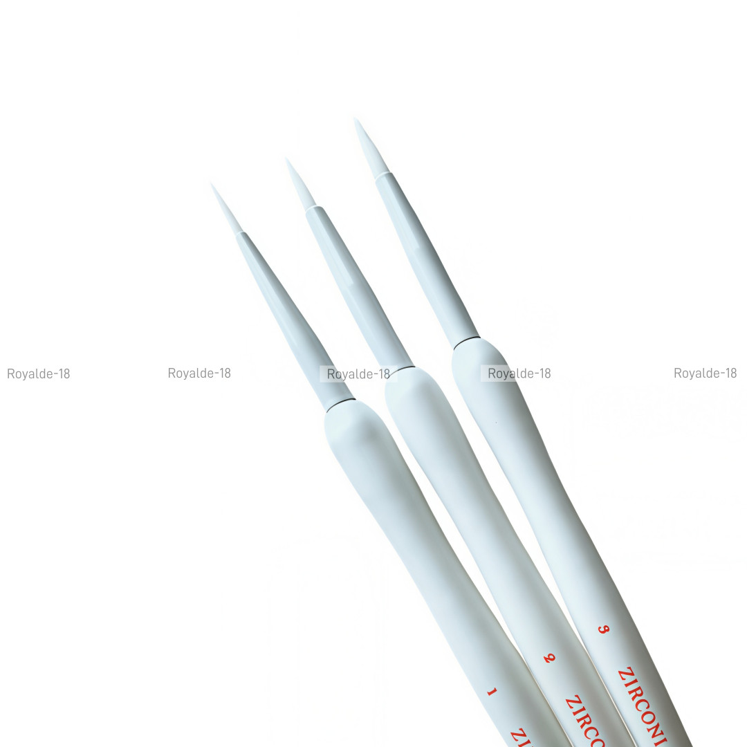 3x Zirconia Stain Brush Synthetic Hair Dental Denture Staining Brushes Pens Wood