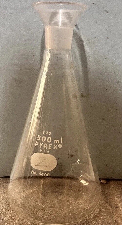 Pyrex USA 500ml Wide Mouth Filter Erlenmeyer Flask Size 22 Fitting No. 5400