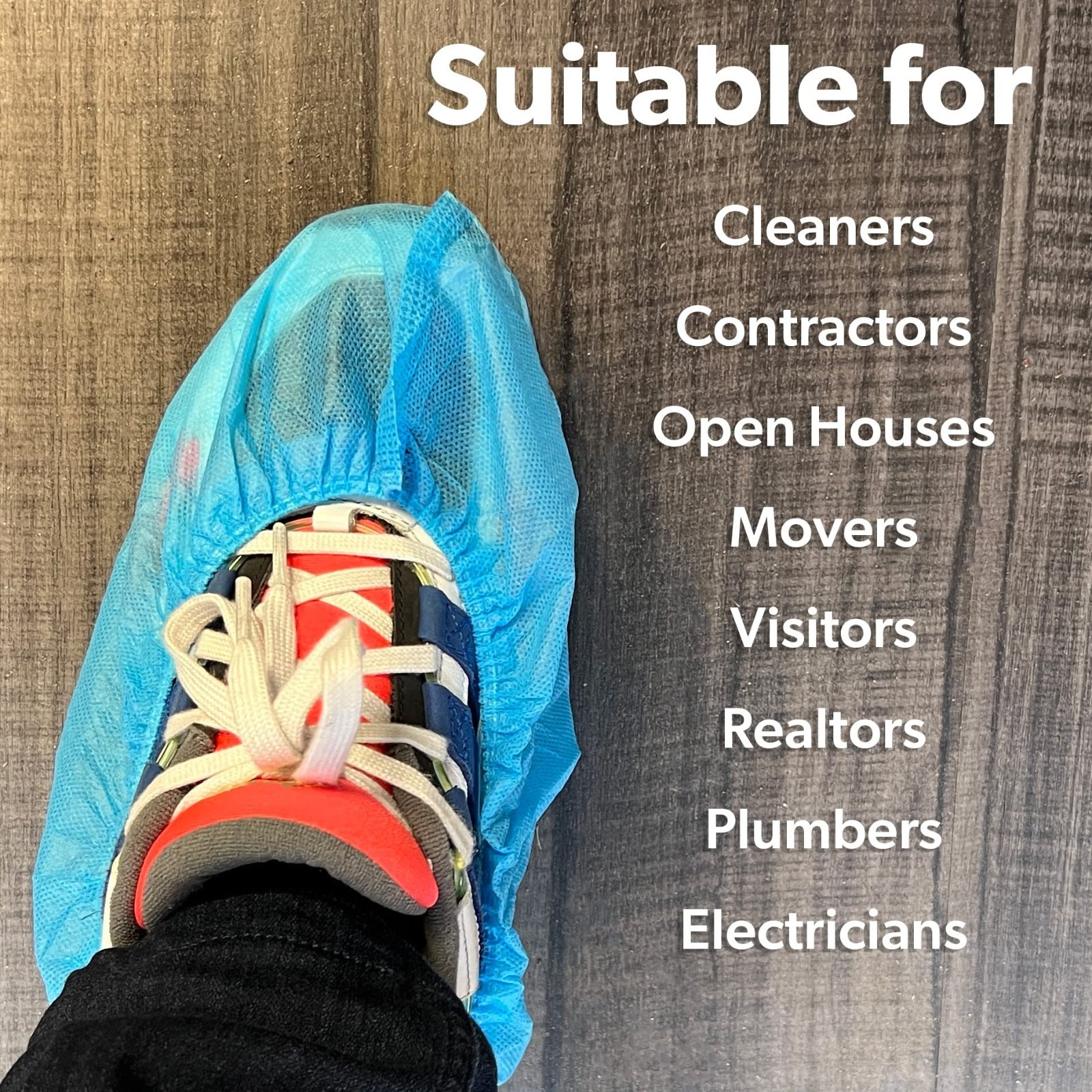 100 Pack Extra Large Blue Disposable Shoe Covers – Non-Slip Reusable Booties