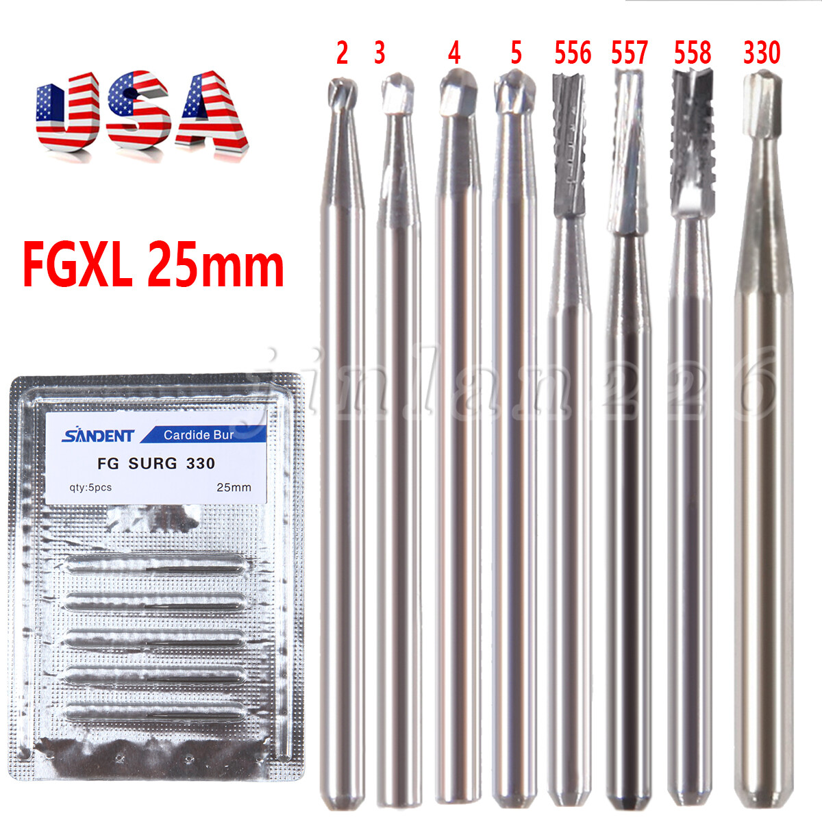 Dental Surgical Length Bur 25mm Tungsten Carbide FG SL Midwest FGOS FG SURG FGXL