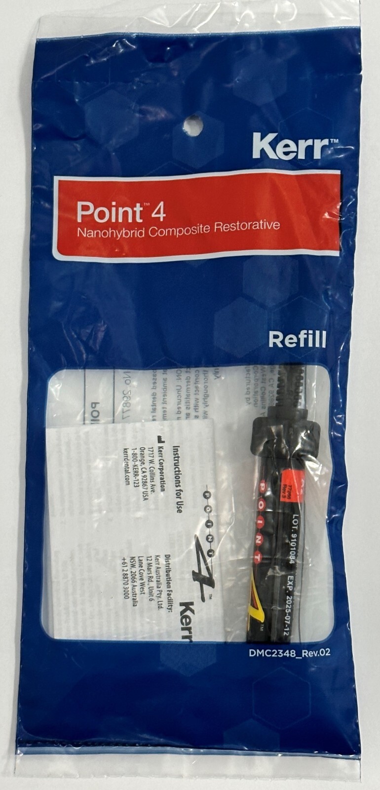 *1-Syringe* Kerr Point 4 Nanohybrid Composite Restorative 4g D2 Refill 29889