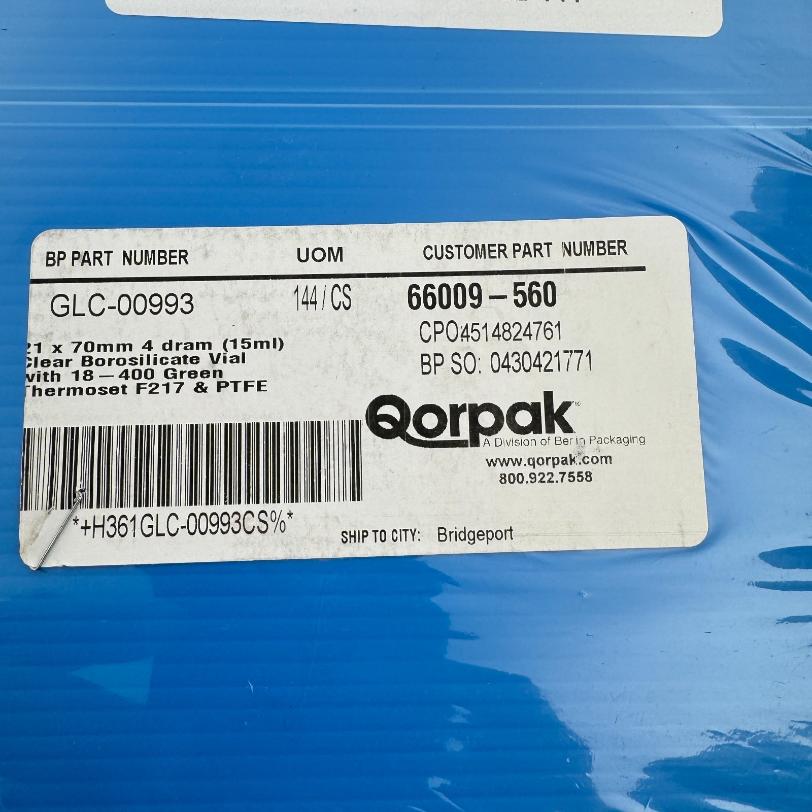 Qorpak GLC-00993 Clear Borosilicate Vials 15mL 21x70mm 144/Case New