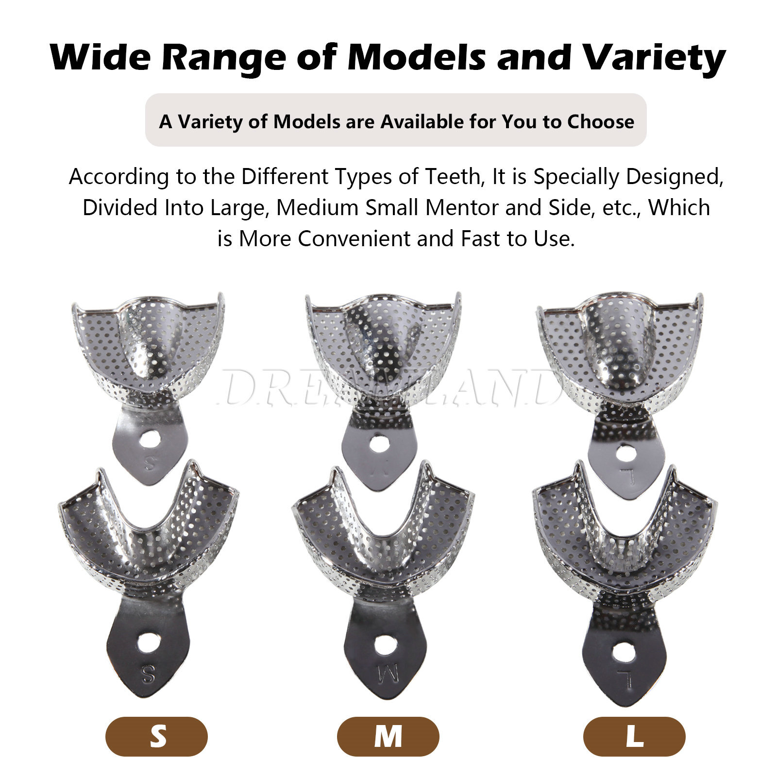 6 Dental Impression Trays PERFORATED Stainless Steel METAL Autoclavable