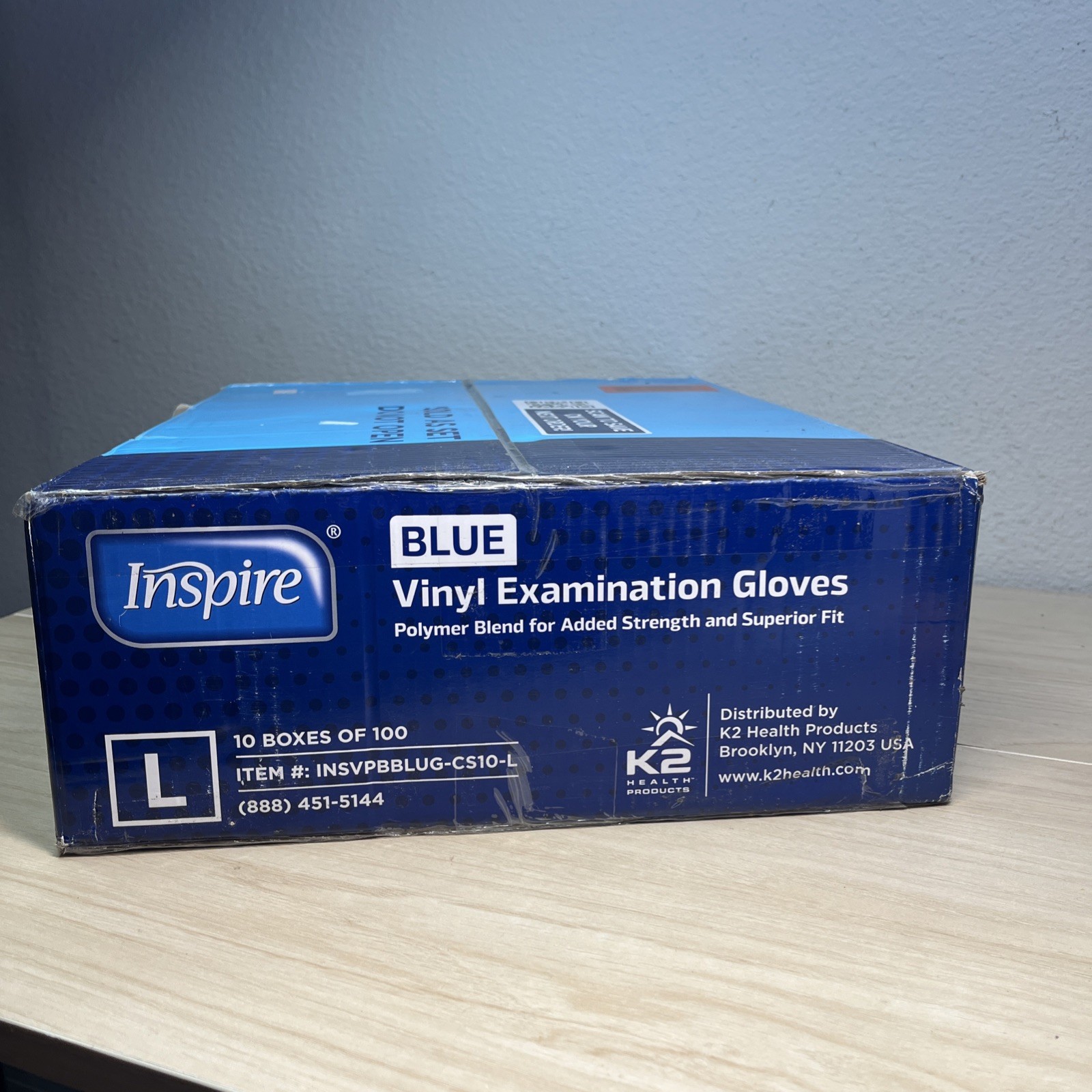 Nitrile-Vinyl Blend Gloves Disposable Latex Free Multipurpose Blue Large-1000