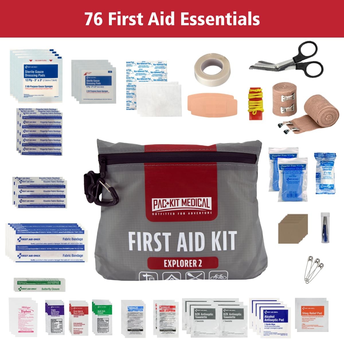 First Aid Only Pac-Kit Watertight Explorer 2 First Aid Kit For Hiking Camping