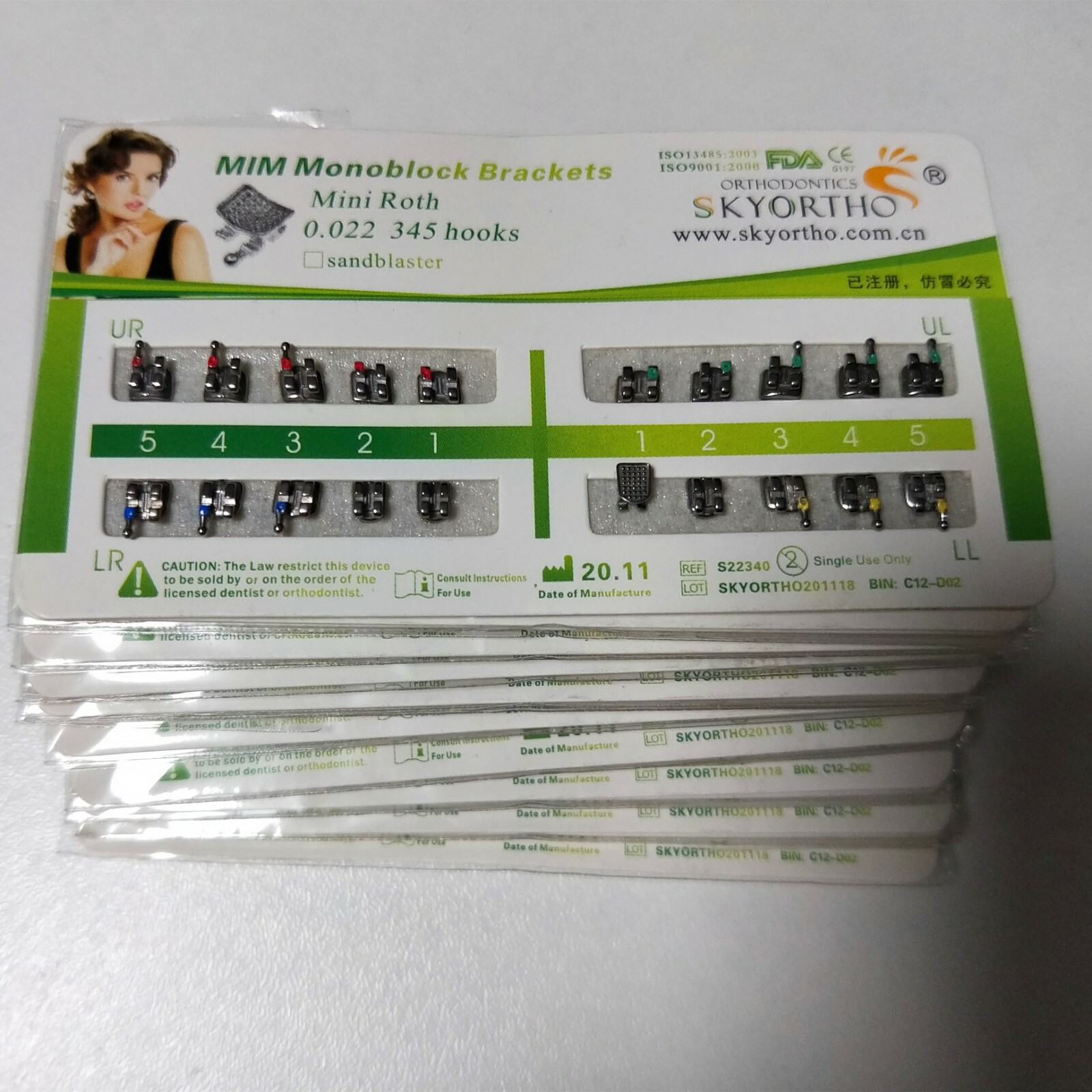 20 Sets Dental Brackets Metal Teeth Braces Mini Roth 022 345 Hooks Monoblock