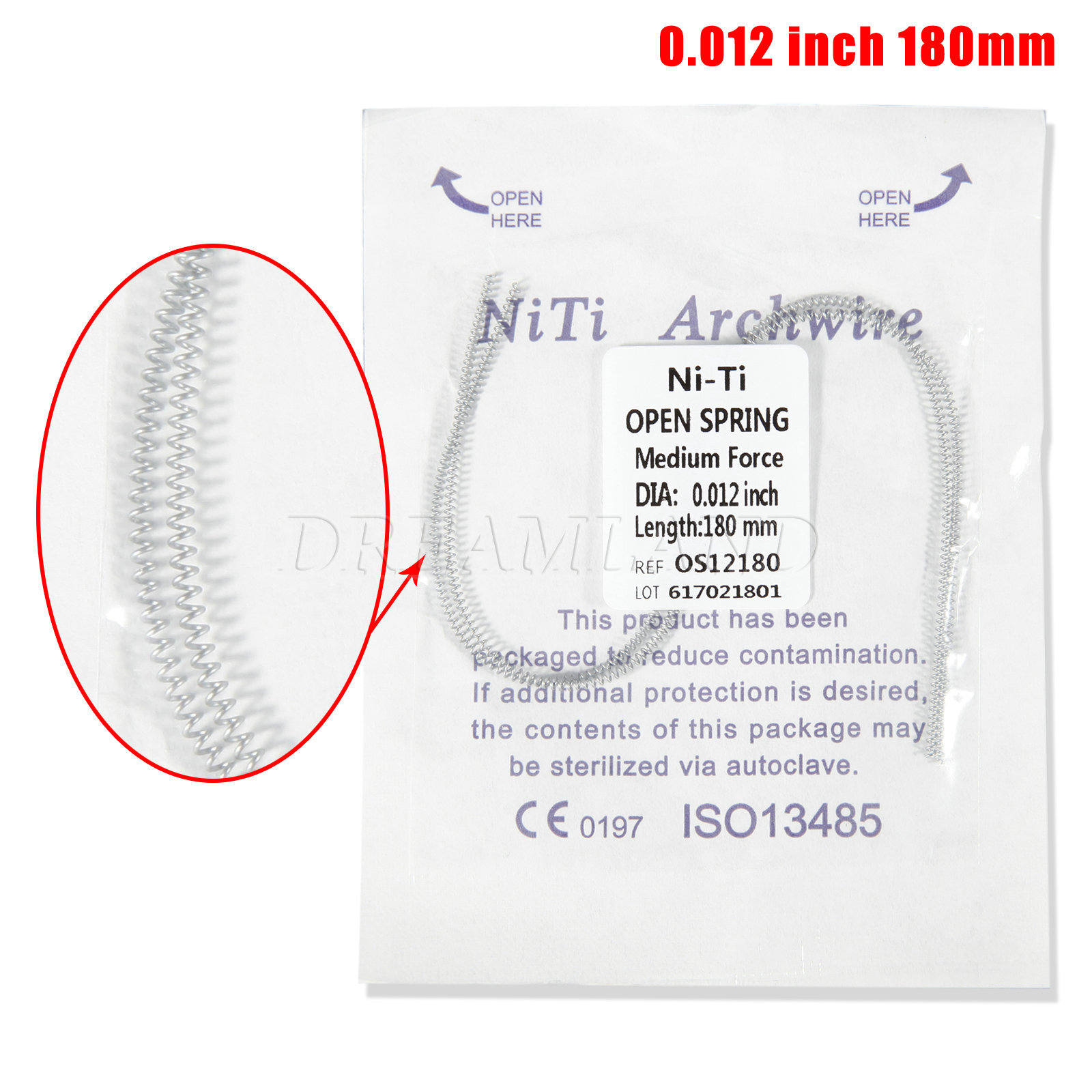 1-10packs Dental Orthodontic Niti Open Coil Spring Arch Wire 010 012 Inch 180mm