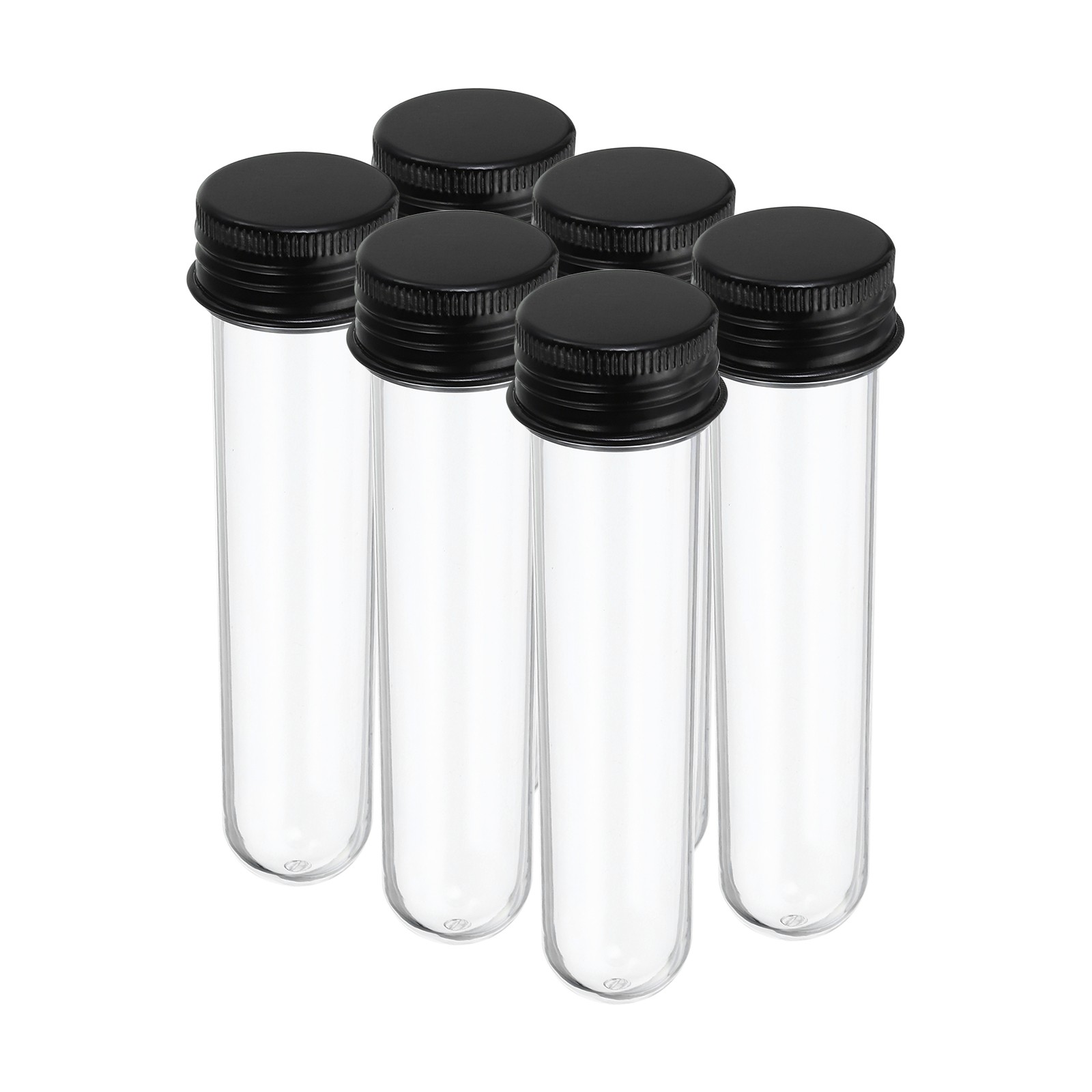 30ml Plastic Test Tubes with Screw Caps, 6Pcs 109x24mm Tubes, Black