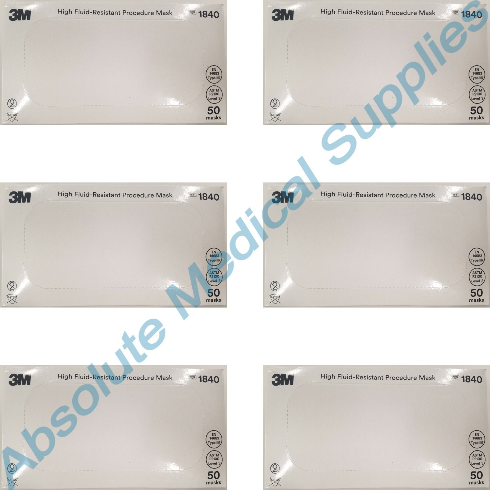 *300-Pieces* 3M High Fluid-Resistant Procedure Earloops Face Mask 1840