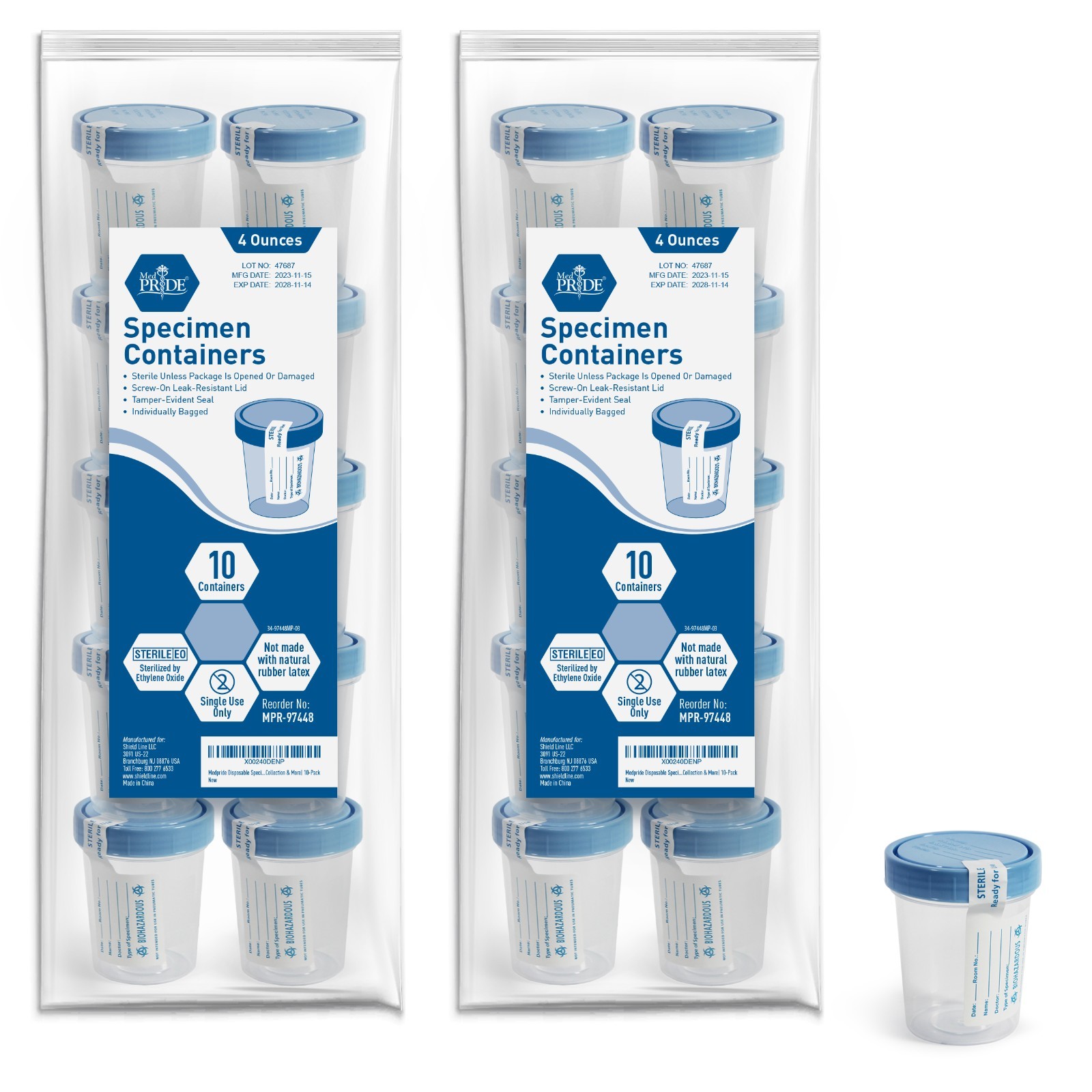 MED PRIDE Specimen Cups 4 oz Leakproof Urine Sample Containers Medical Lab 20ct