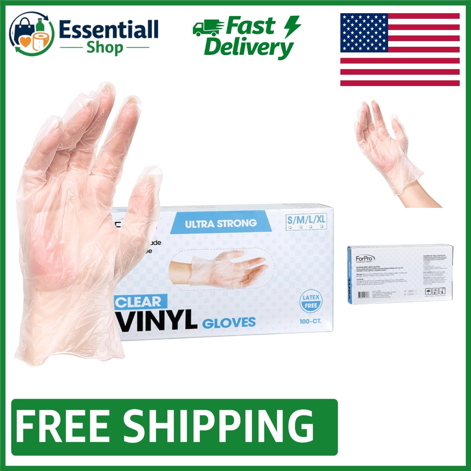 Disposable Medium Vinyl Gloves – 100-Count, Industrial Grade Clear, Food Safe