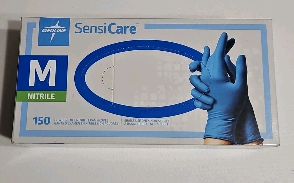 Medline SensiCare Powder-Free Nitrile Exam Gloves New M 150 NIB