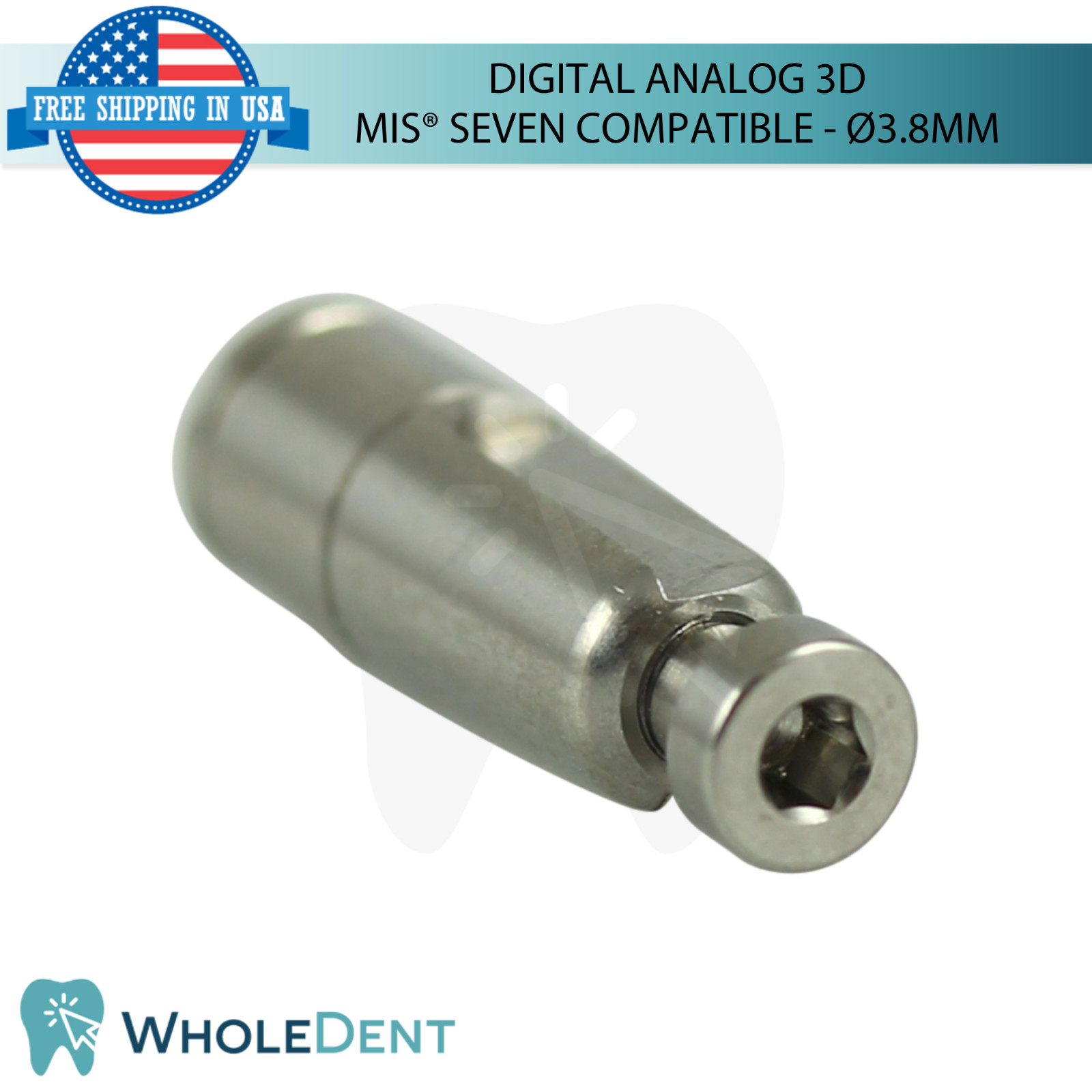 1x Dental Digital Analog 3D Ø3.8mm MIS® Seven Compatible Standard Int Hex