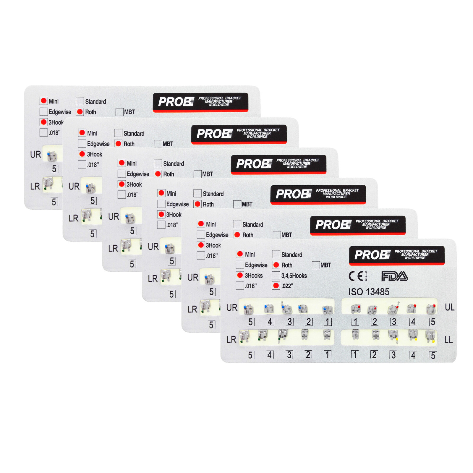 20Pcs PROB Dental Orthodontic Metal Brackets Braces Mini/Standard .022 3/345Hook