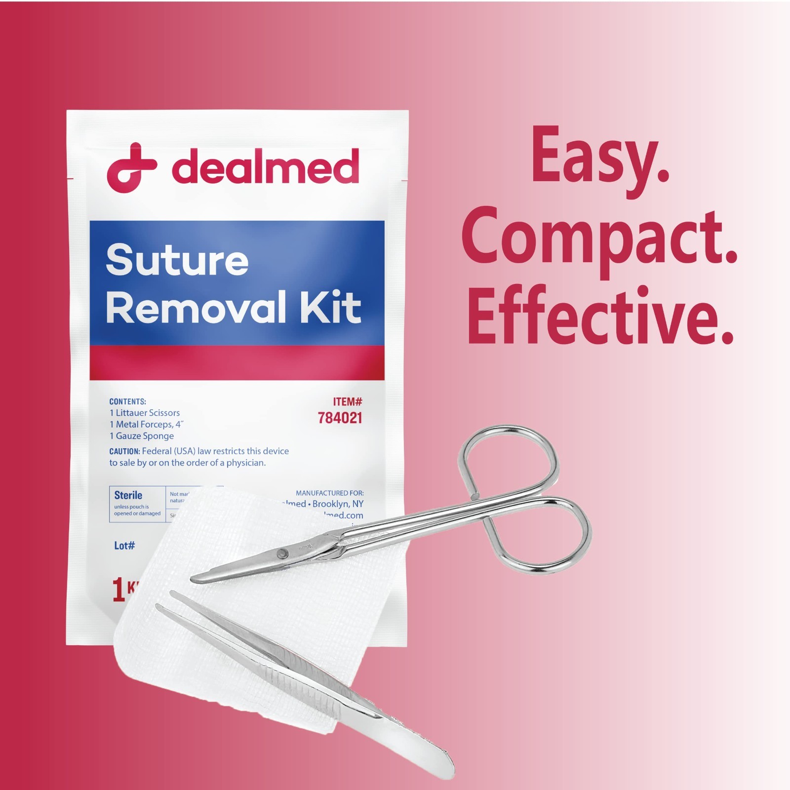 Sterile Suture Removal Kit – Scissors, Forceps, Gauze Sponge – 10 Single-Use Kit