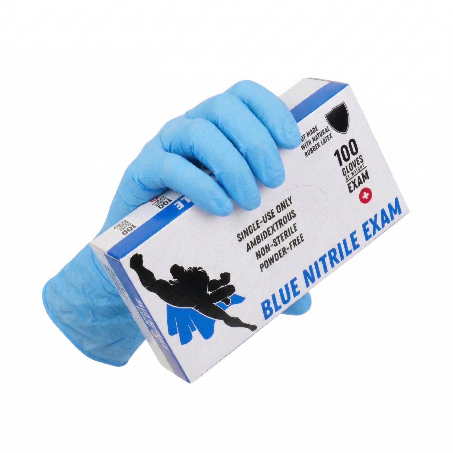 100-2000 Blue Nitrile 4 Mil Latex & Powder Free Exam Grade Disposable Gloves
