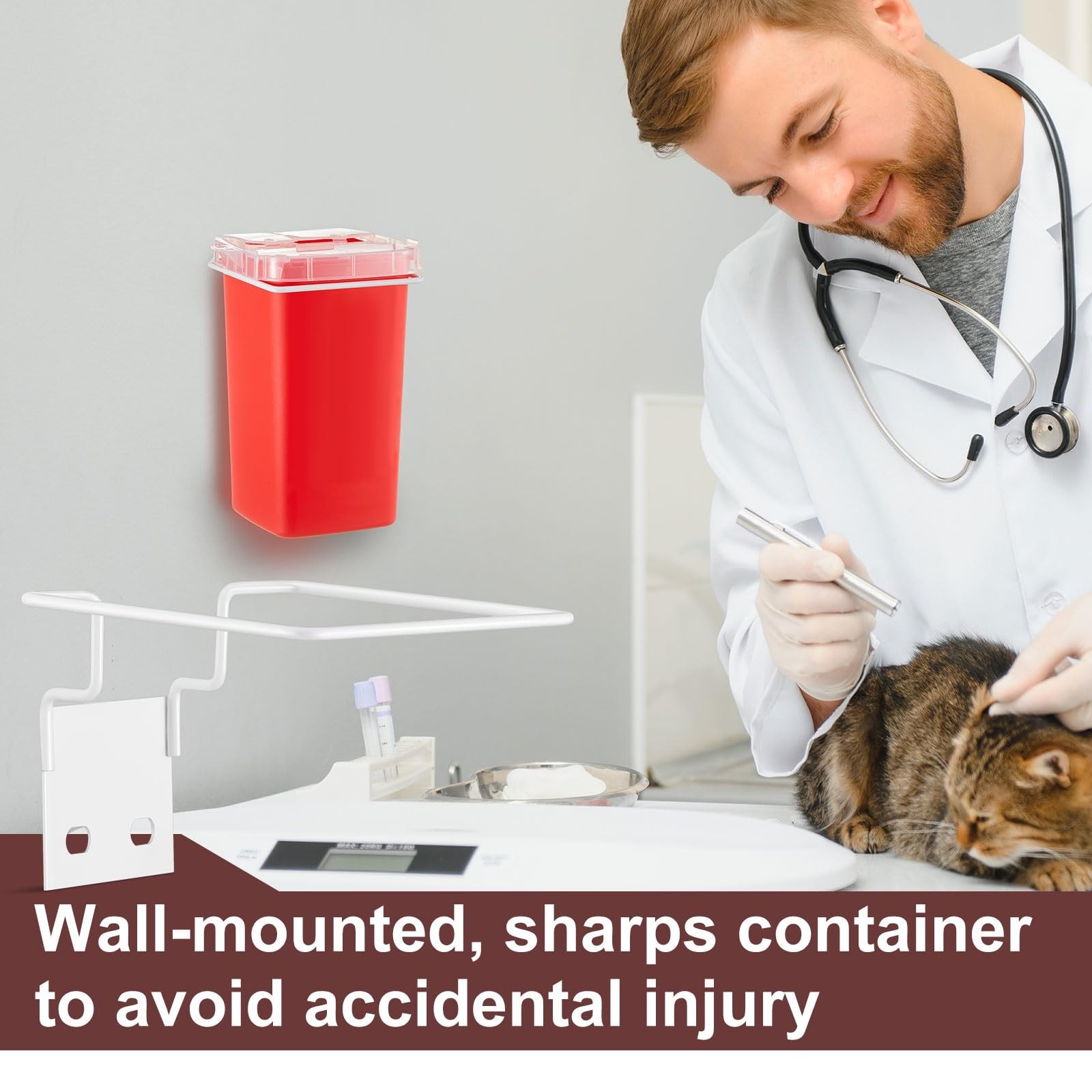 4 Pack Wall Mount Sharps Container Brackets for 1 Quart Stackable Disposal Units