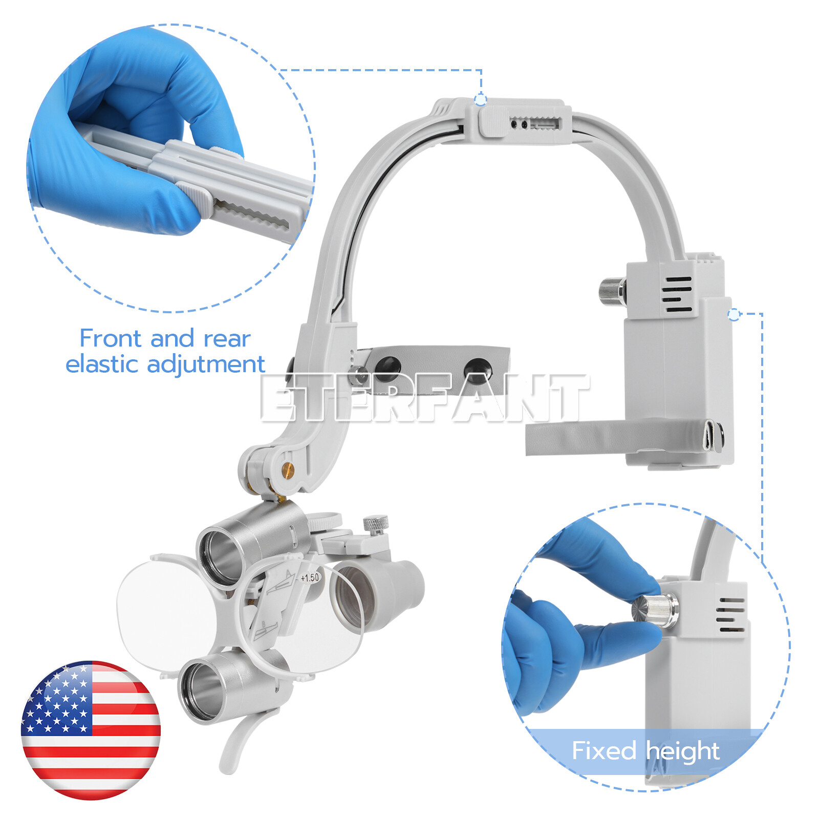 5W LED Dental 3.5X Headband Binocular Loupes/Lightweight Silicone Headlamp