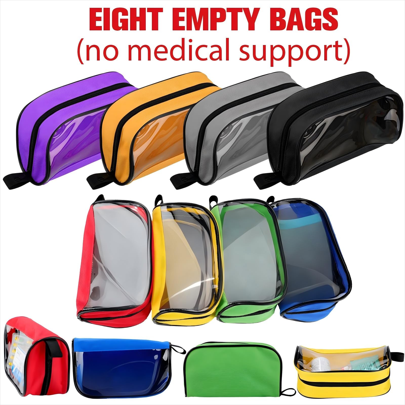 Oudain 8 Pcs First Aid Bag Empty 8 Colors First Aid Pouches Portable Medical