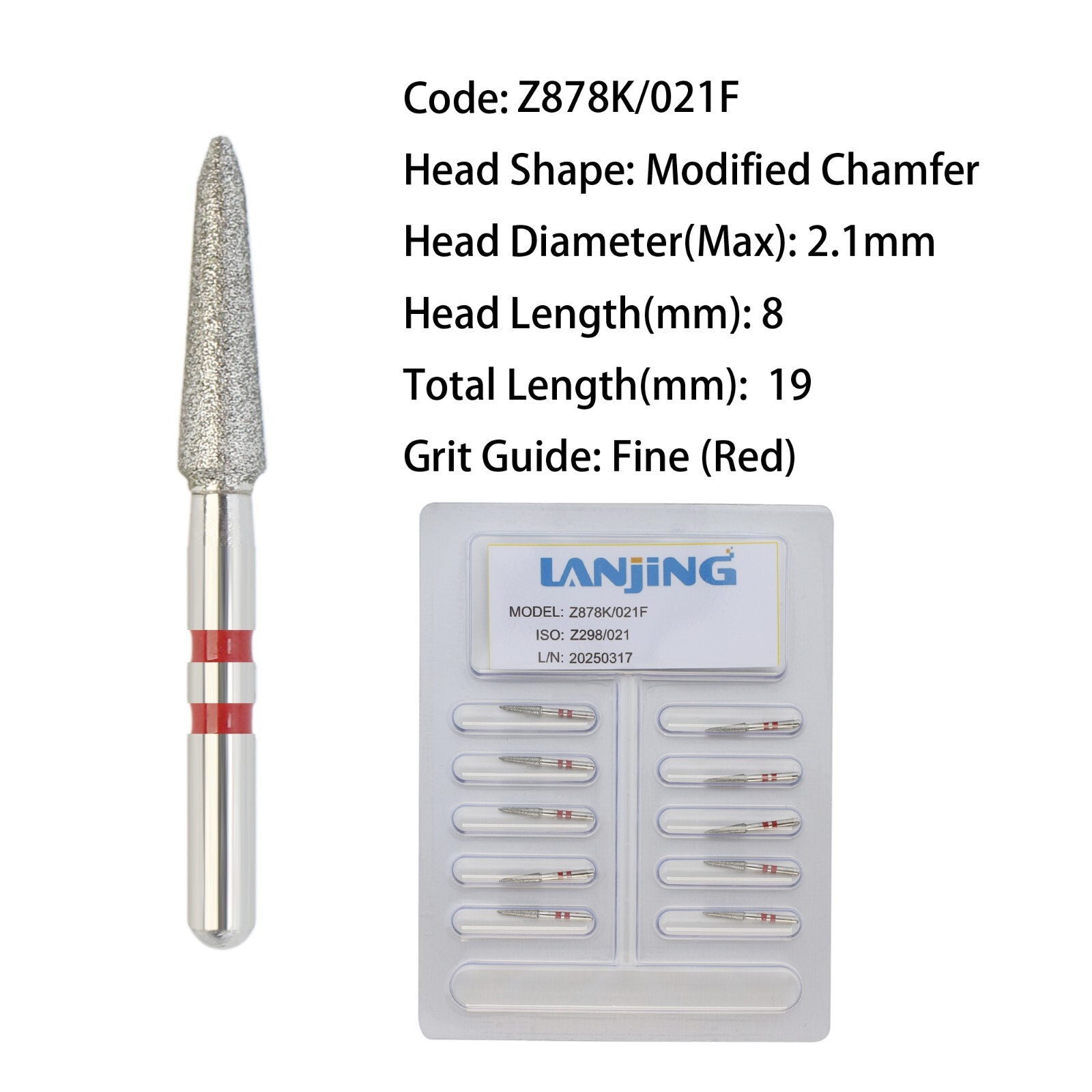 Zirconia Cutting Adjustment Diamond Burs Dental FG Round End Taper Cylinder Ball