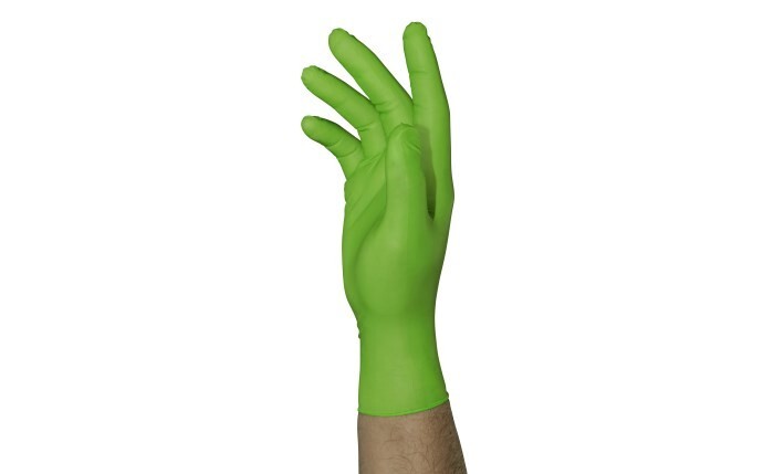 SAS Safety Raven Invue Hi-Viz Neon Green Nitrile Gloves, 7 mil Thick, 1000/Cs