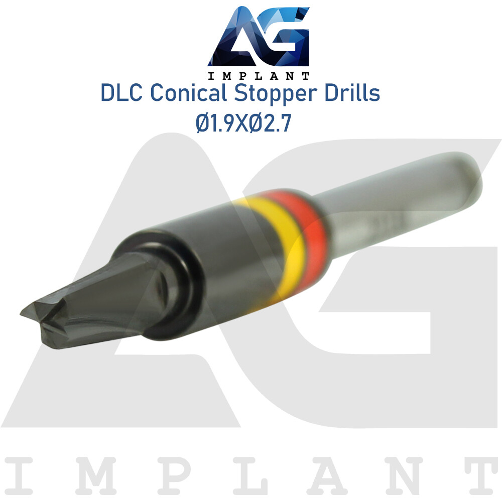 Ø1.9XØ2.7 Integral Stopper DLC Conical Drill External Irrigation Tool Carbon