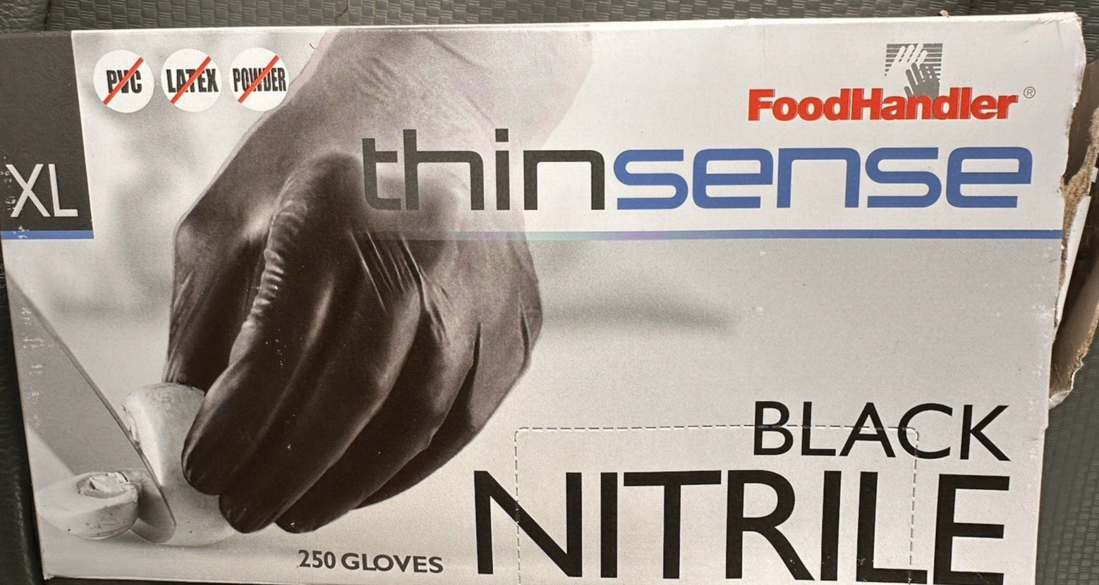 Food Handler Thinsense Disposable Nitrile 250 Gloves 250 Count Black DAMAGE Lot