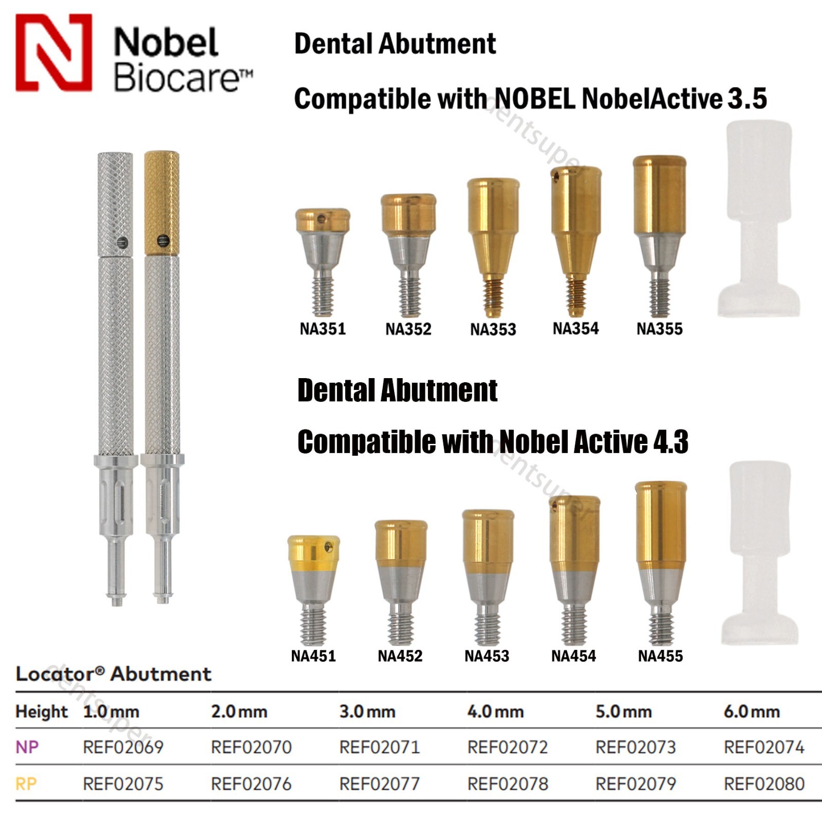 US Overdenture Locator Tapered Abutment for Hiossen Nobel Zimmer Retention Caps