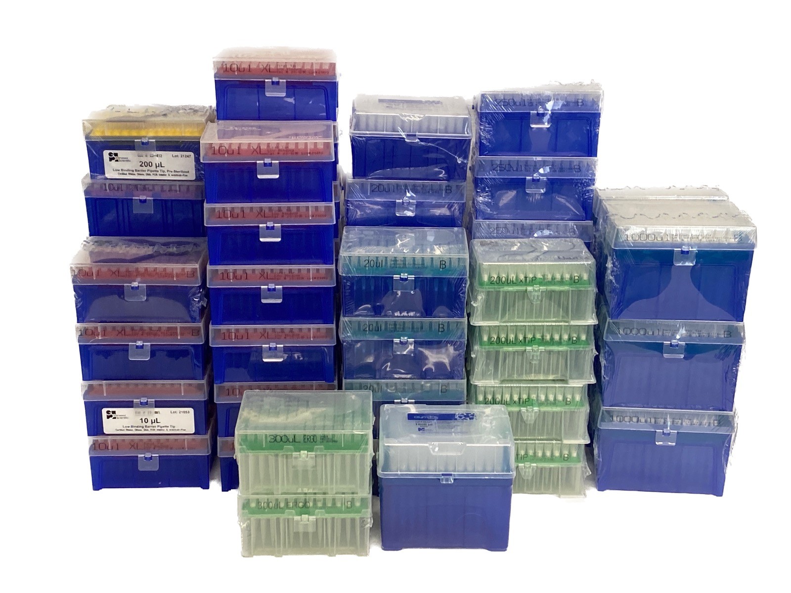 (52 Rks) Mixed Lot GENESEE Pipet Tips 10uL 20uL 200uL 250uL 300uL 1000uL 96/Rk