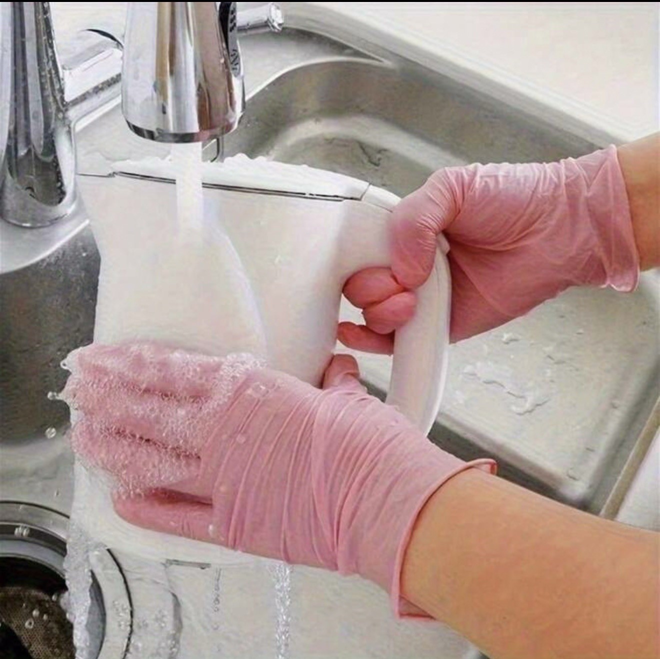 4pc/50pcs/100pcs Pink Nitrile Gloves Disposable Latex Free Cleaning Salon