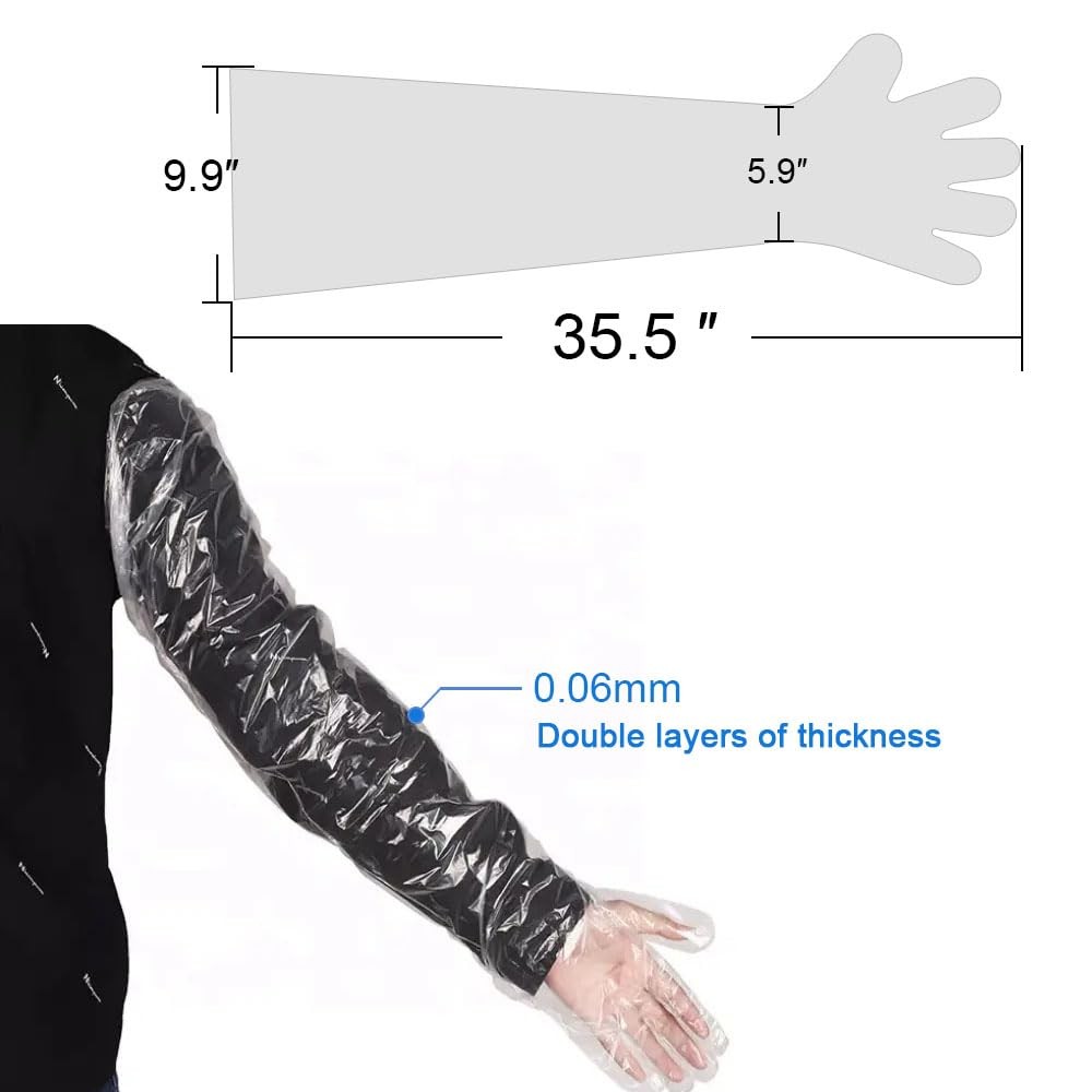 Disposable Dressing Gutting Gloves Plastic Full Arm Shoulder Length 35.5inch